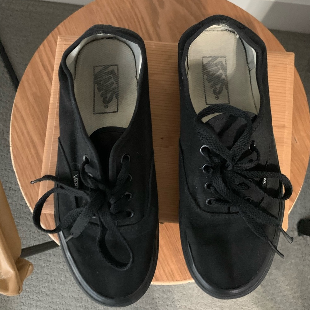 All black lace up Vans